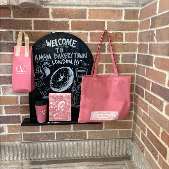 Valentino Canvas Tote Bag Pink Logo Amam Bakery Town London Tote Novelty GWP New - Picture 2 of 7